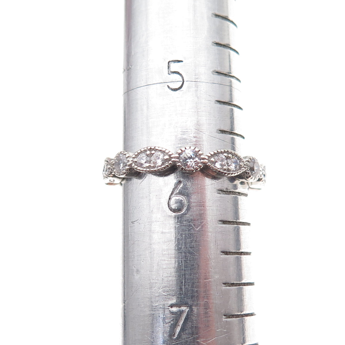 925 Sterling Silver Round-Cut C Z Band Ring Size 6