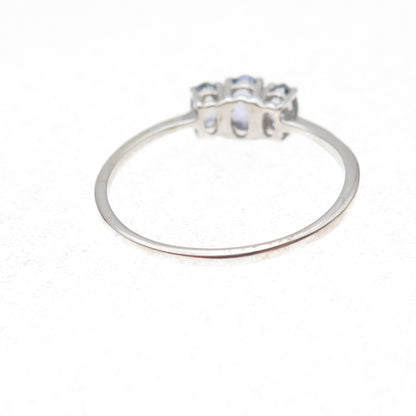 925 Sterling Silver Real Oval-Cut Iolite Ring Size 10.75