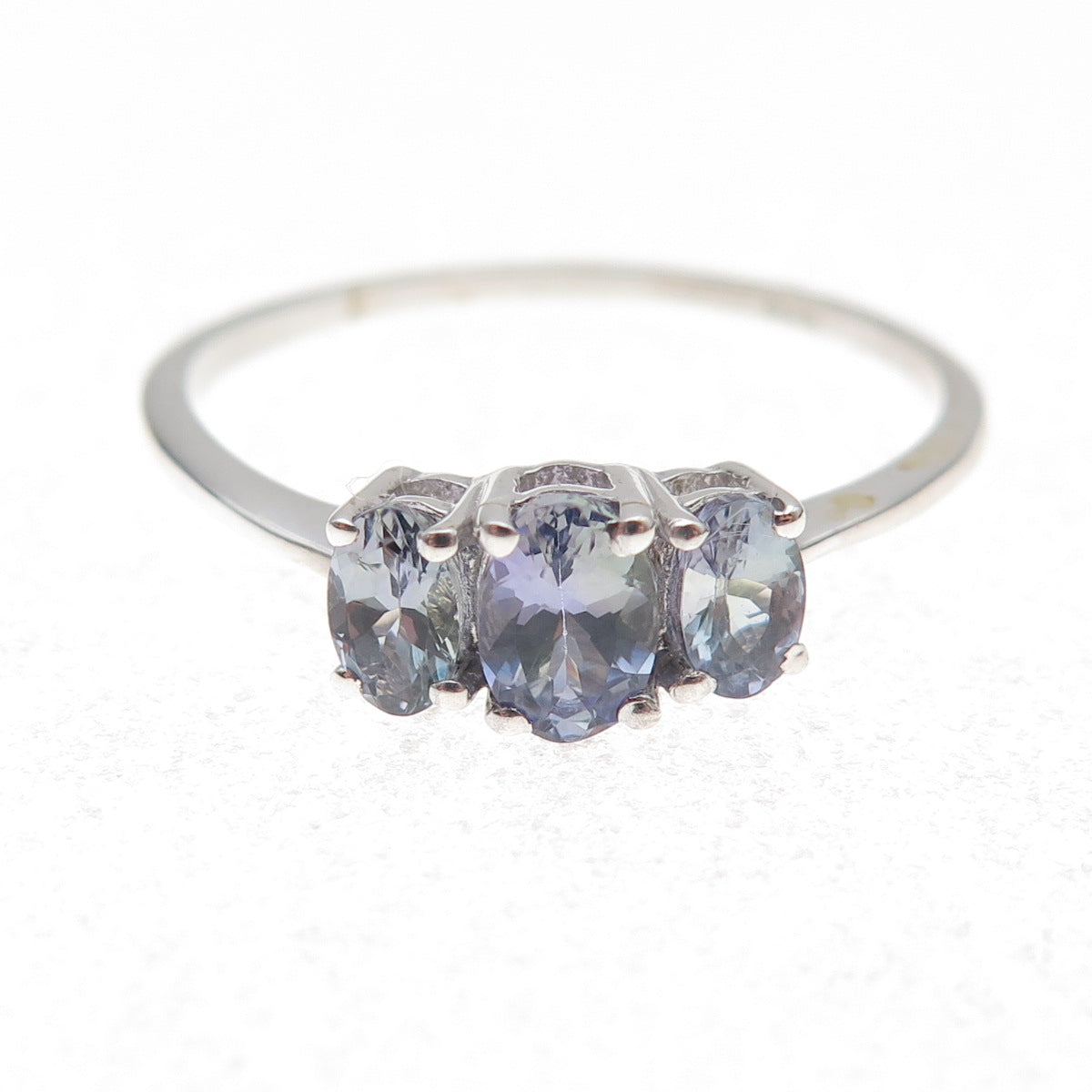 925 Sterling Silver Real Oval-Cut Iolite Ring Size 10.75