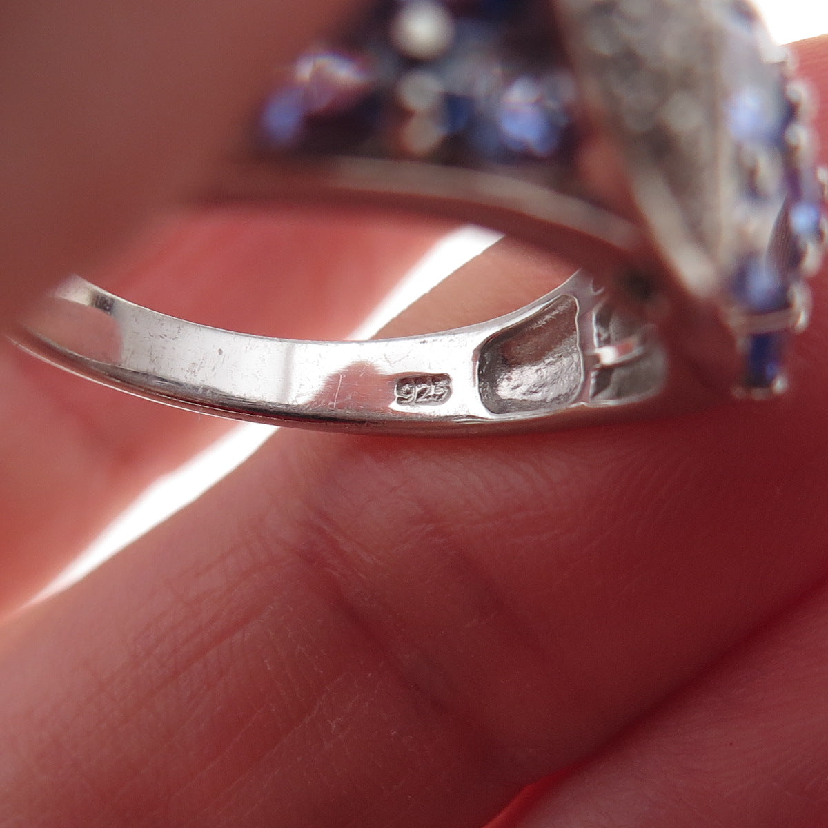 Chuck Clemency 925 Sterling Silver Real Tanzanite & White Topaz Ring Size 8.25