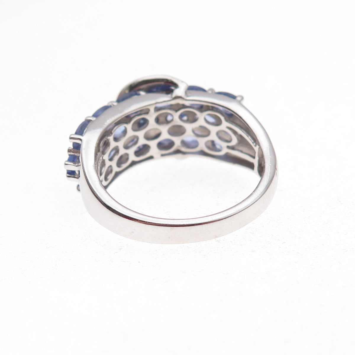 Chuck Clemency 925 Sterling Silver Real Tanzanite & White Topaz Ring Size 8.25