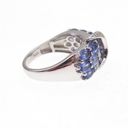 Chuck Clemency 925 Sterling Silver Real Tanzanite & White Topaz Ring Size 8.25