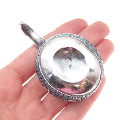 84 Silver Antique 1894 Cloisonne Enamel Floral Kovsh