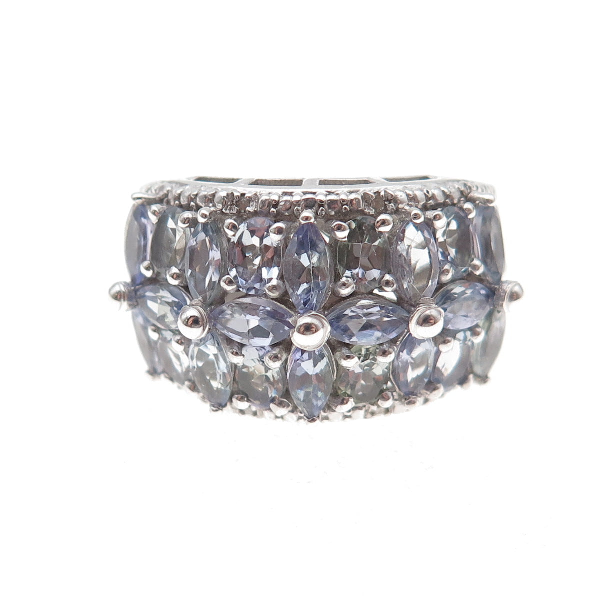 Chuck Clemency 925 Sterling Silver Real Diamond & Tanzanite Ring Size 6