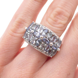 Chuck Clemency 925 Sterling Silver Real Diamond & Tanzanite Ring Size 6