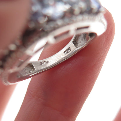 Chuck Clemency 925 Sterling Silver Real Diamond & Tanzanite Ring Size 6