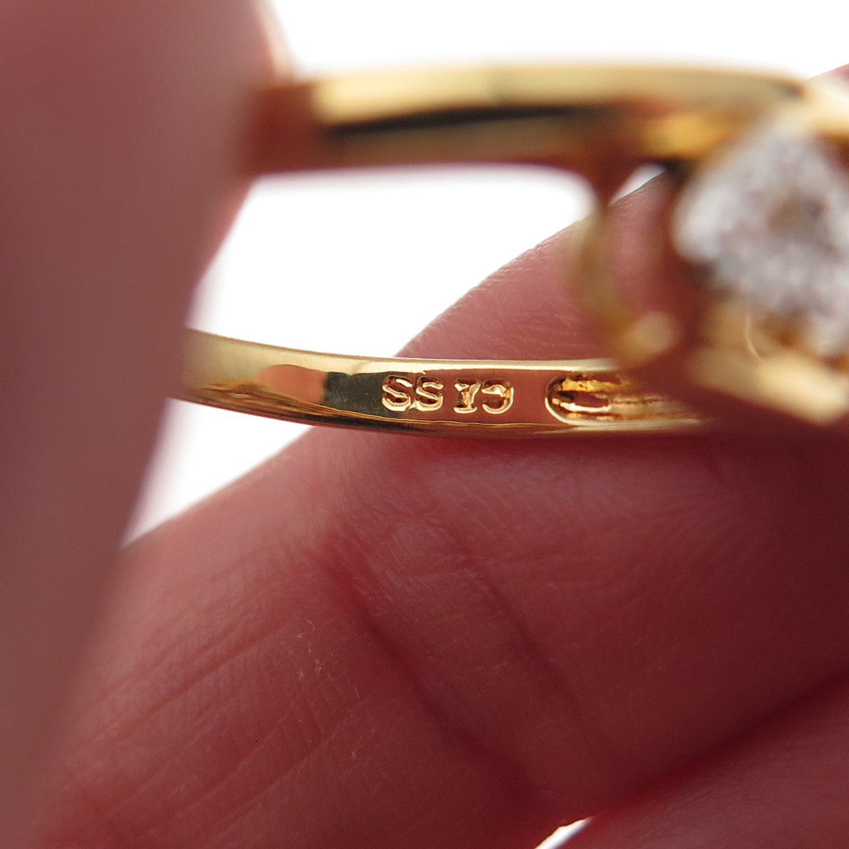925 Sterling Silver Gold Plated Real Diamond Accent Triple Heart Ring Size 7.75