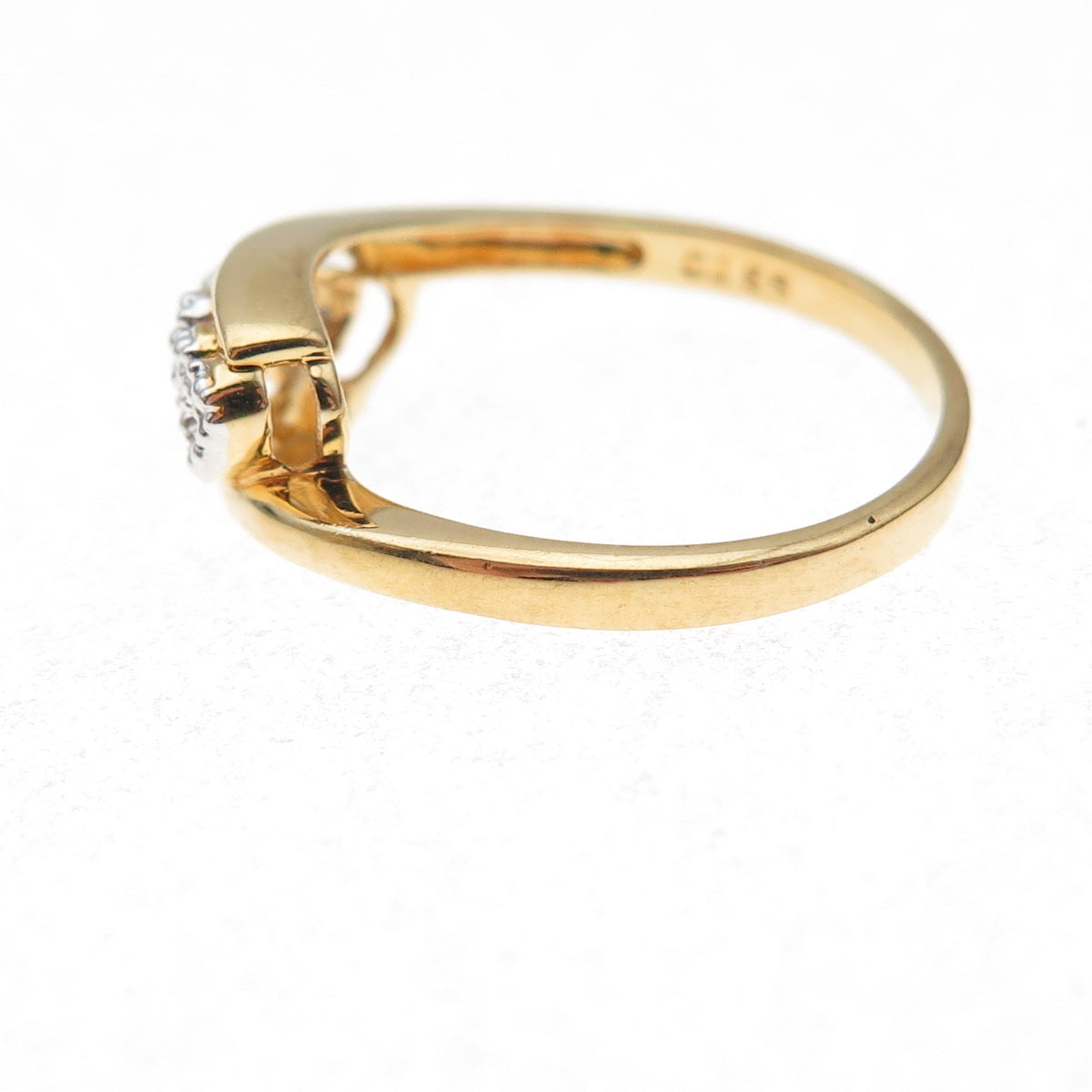 925 Sterling Silver Gold Plated Real Diamond Accent Triple Heart Ring Size 7.75