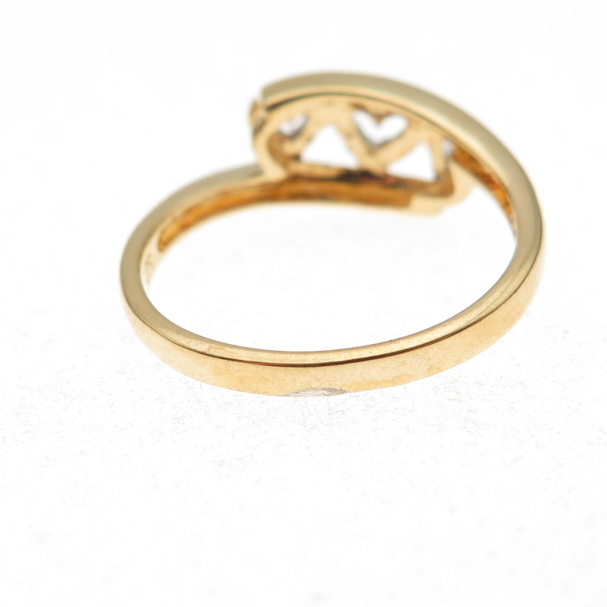925 Sterling Silver Gold Plated Real Diamond Accent Triple Heart Ring Size 7.75