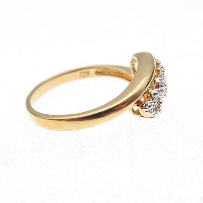 925 Sterling Silver Gold Plated Real Diamond Accent Triple Heart Ring Size 7.75