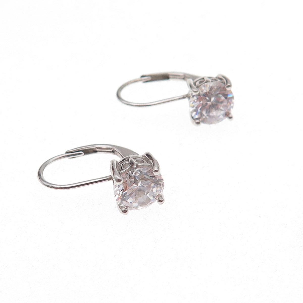 925 Sterling Silver Round-Cut C Z Earrings