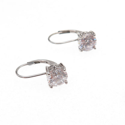 925 Sterling Silver Round-Cut C Z Earrings