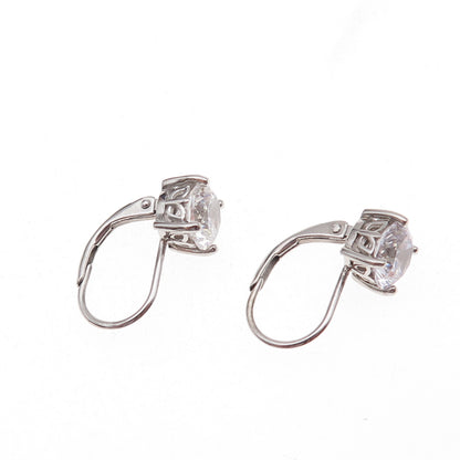 925 Sterling Silver Round-Cut C Z Earrings