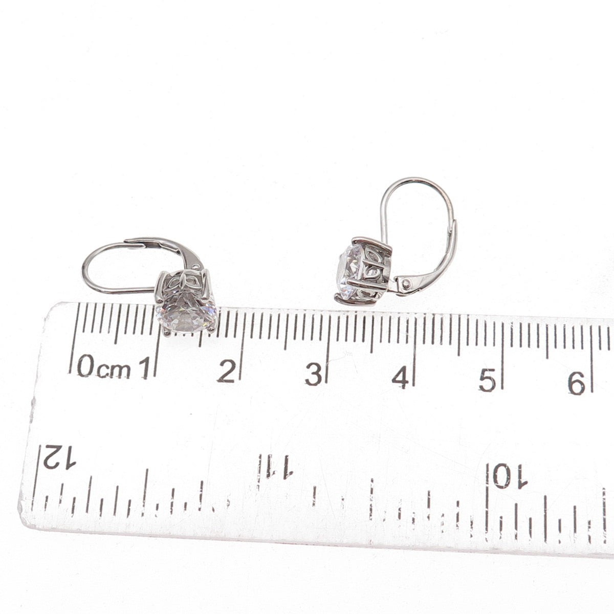 925 Sterling Silver Round-Cut C Z Earrings