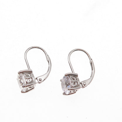 925 Sterling Silver Round-Cut C Z Earrings