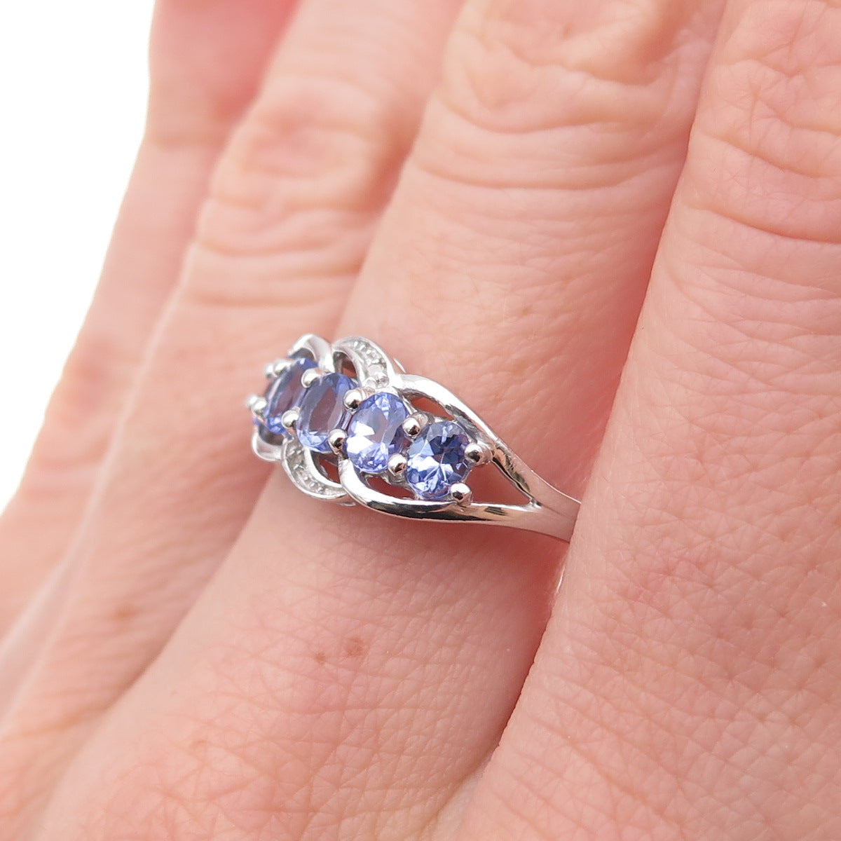 Chuck Clemency 925 Sterling Silver Real Diamond & Tanzanite Ring Size 8.25