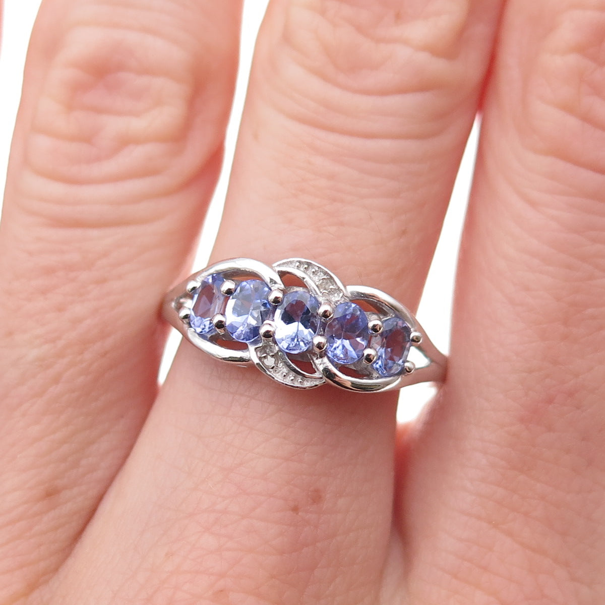 Chuck Clemency 925 Sterling Silver Real Diamond & Tanzanite Ring Size 8.25