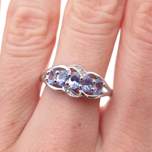 Chuck Clemency 925 Sterling Silver Real Diamond & Tanzanite Ring Size 8.25