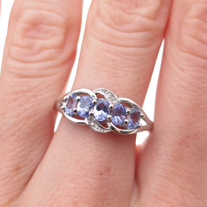 Chuck Clemency 925 Sterling Silver Real Diamond & Tanzanite Ring Size 8.25