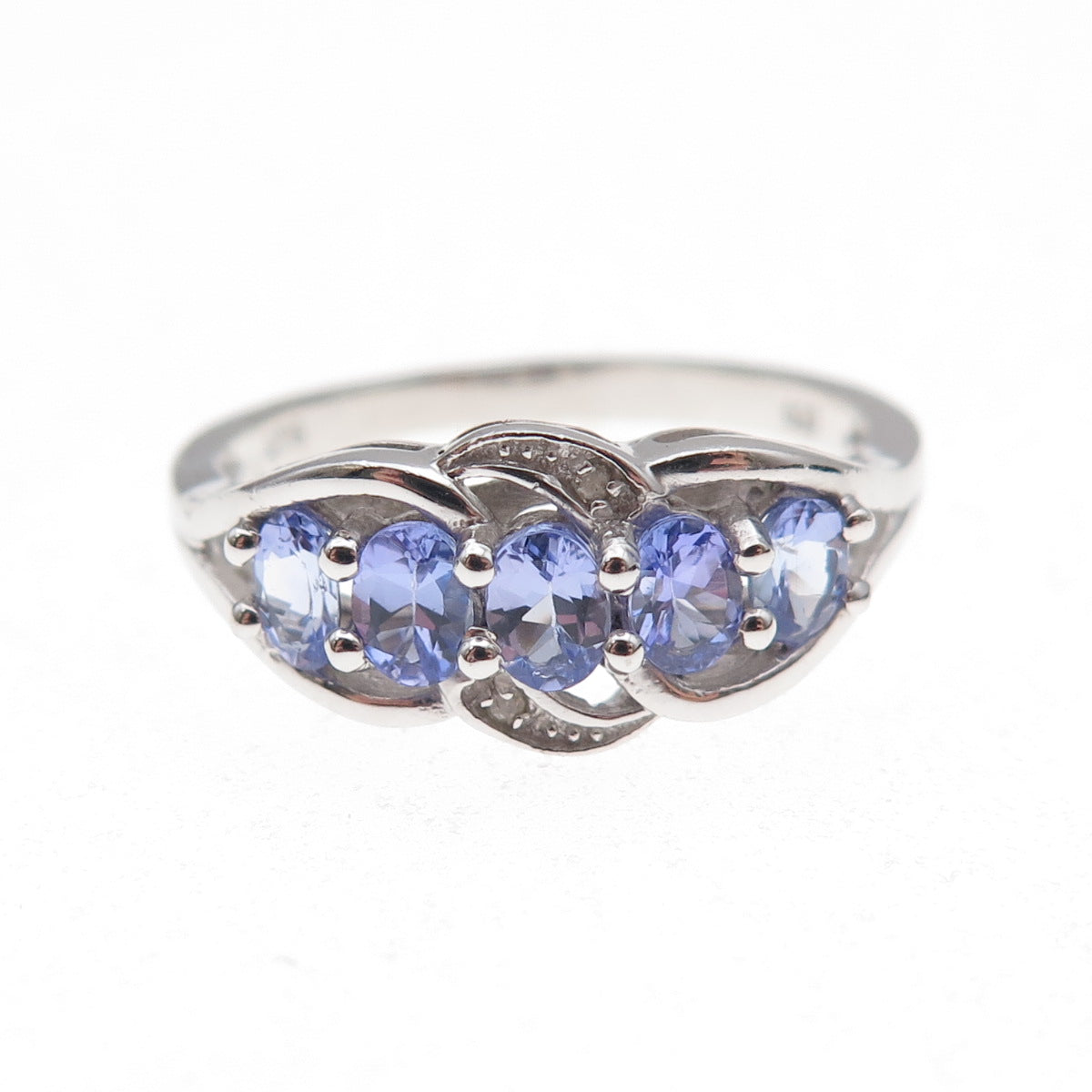 Chuck Clemency 925 Sterling Silver Real Diamond & Tanzanite Ring Size 8.25