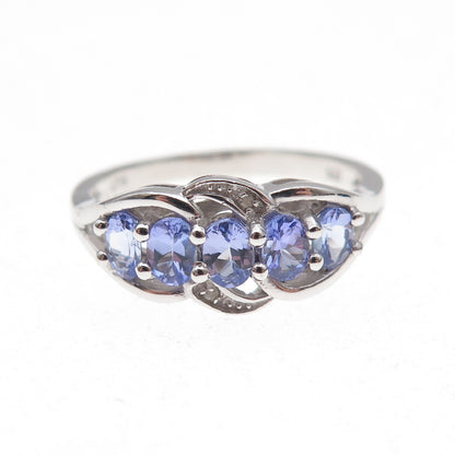 Chuck Clemency 925 Sterling Silver Real Diamond & Tanzanite Ring Size 8.25