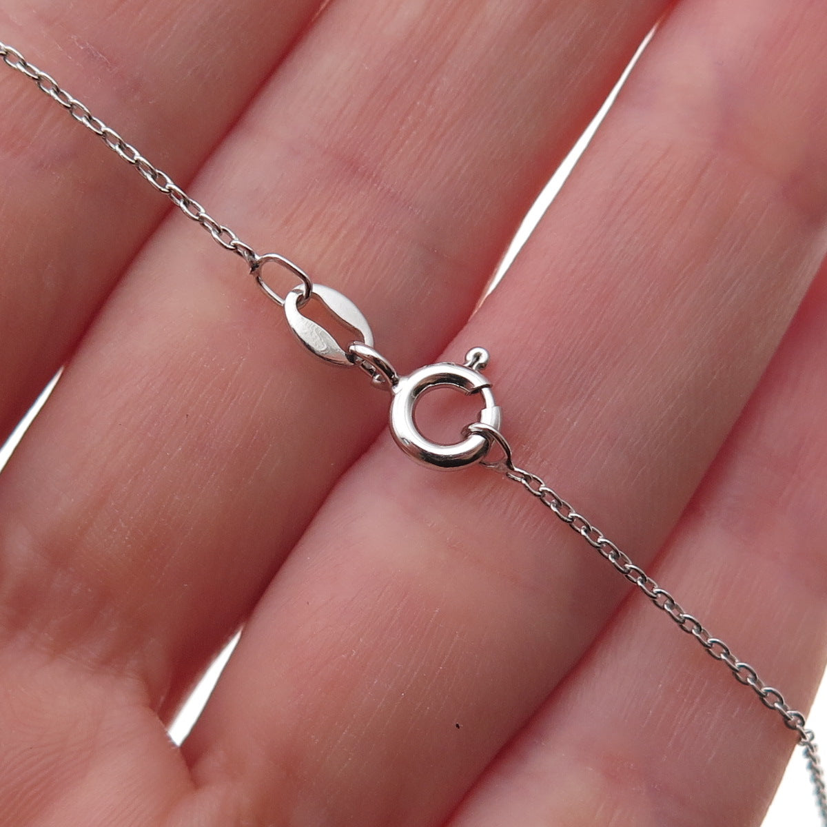 925 Sterling Silver Real Diamond & Pink Topaz Heart High-Heel Chain Necklace 18"