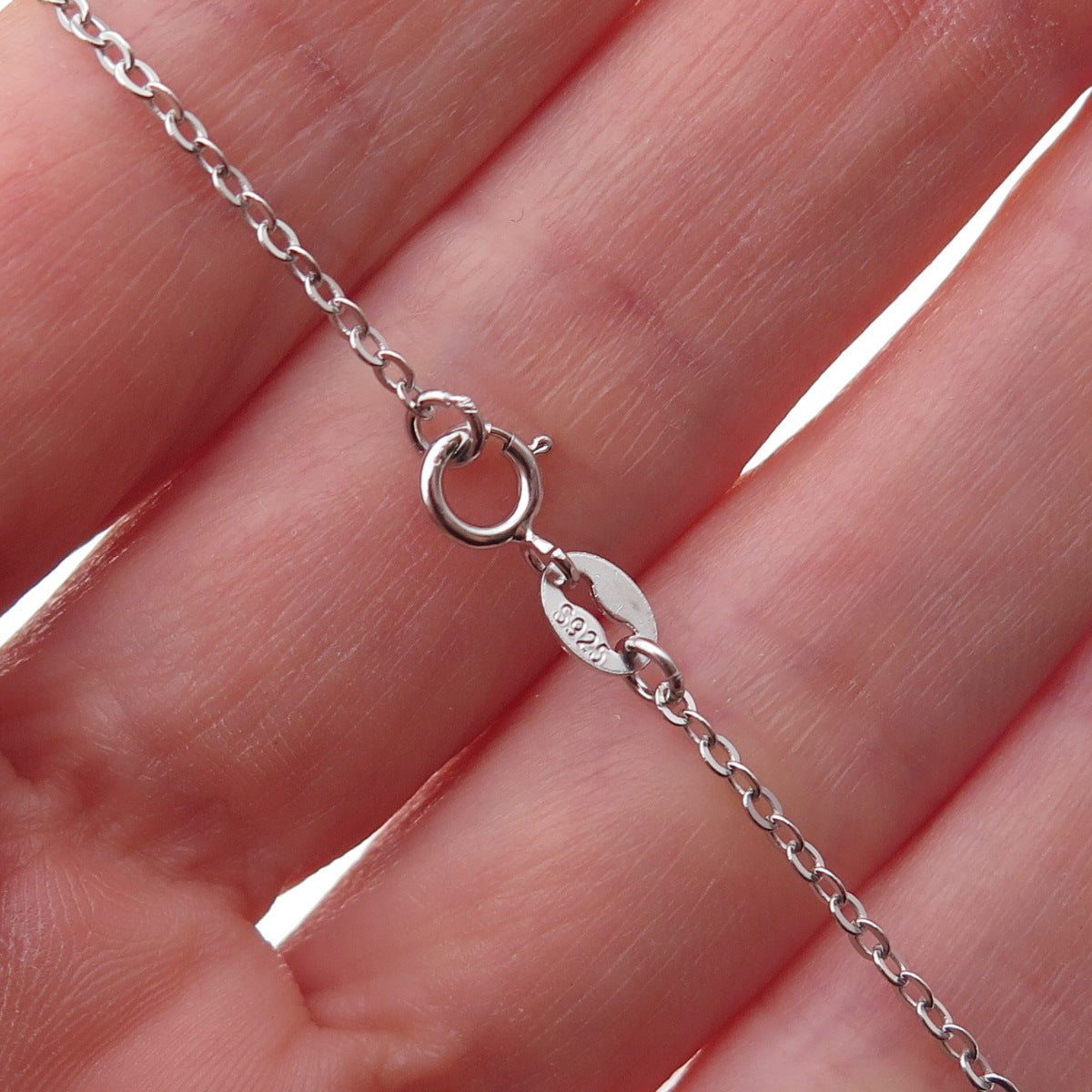 925 Sterling Silver Mexico Real Diamond Floral Scroll Cable Chain Necklace 18"