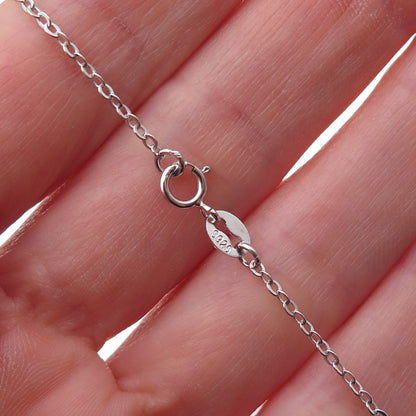 925 Sterling Silver Mexico Real Diamond Floral Scroll Cable Chain Necklace 18"