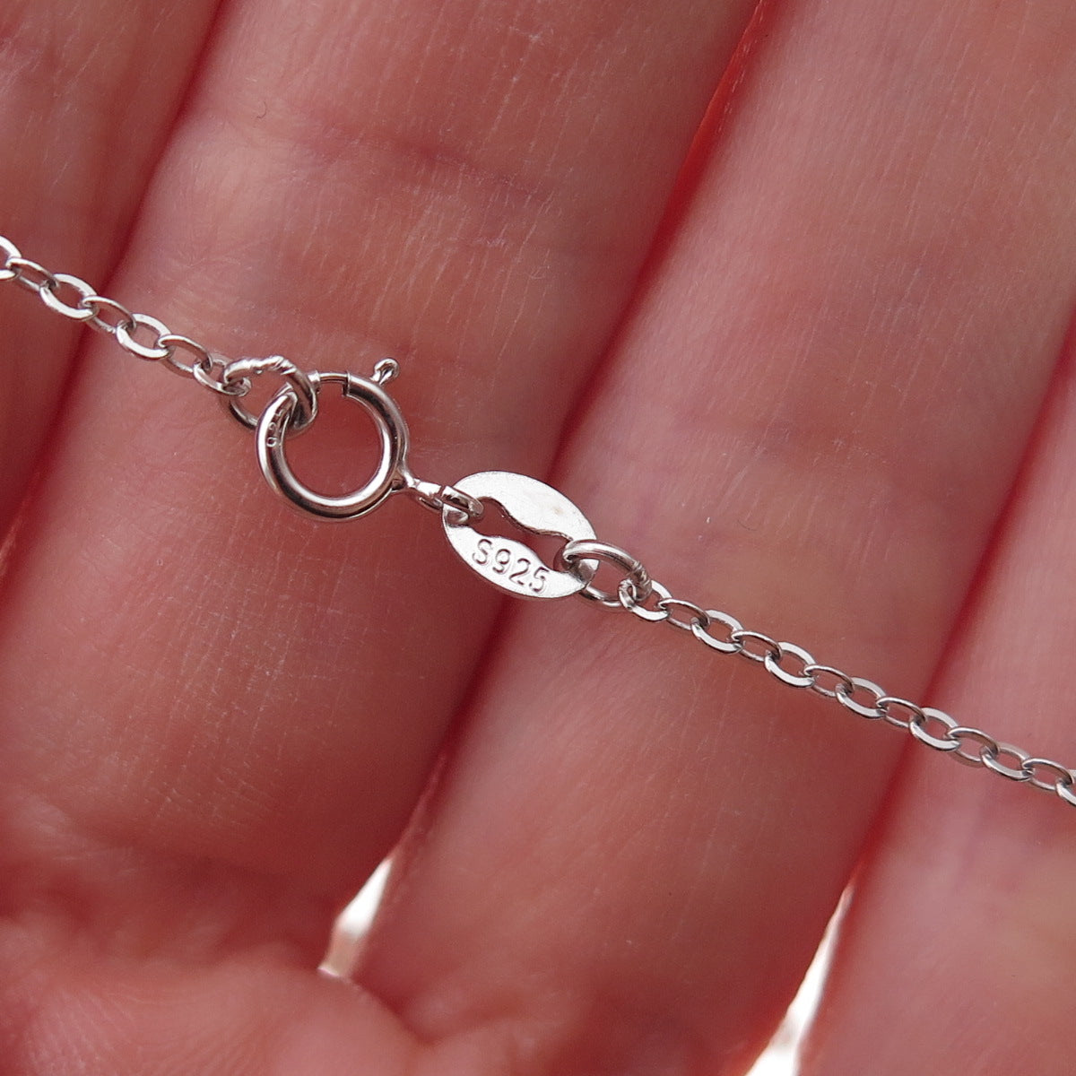 925 Sterling Silver Mexico Real Diamond Floral Scroll Cable Chain Necklace 18"