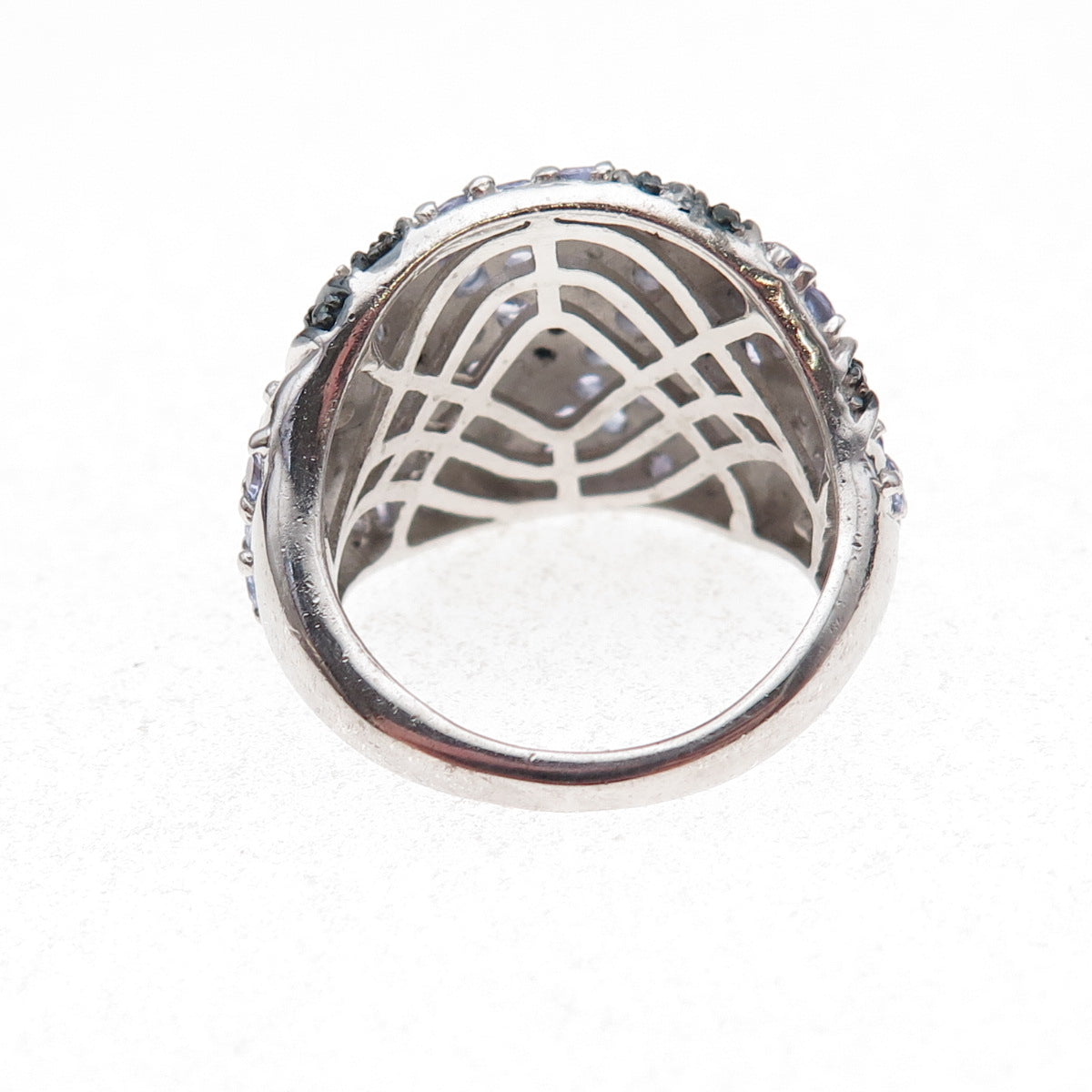 Chuck Clemency 925 Sterling Silver Real Blue Diamond & Tanzanite Ring Size 8