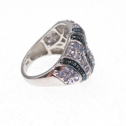 Chuck Clemency 925 Sterling Silver Real Blue Diamond & Tanzanite Ring Size 8
