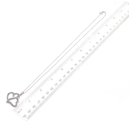 925 Sterling Silver Real Diamond Couple Heart Cable Chain Necklace 18"