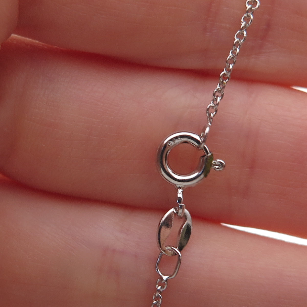 925 Sterling Silver Real Diamond Couple Heart Cable Chain Necklace 18"