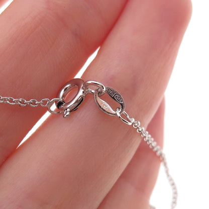 925 Sterling Silver Real Diamond Couple Heart Cable Chain Necklace 18"