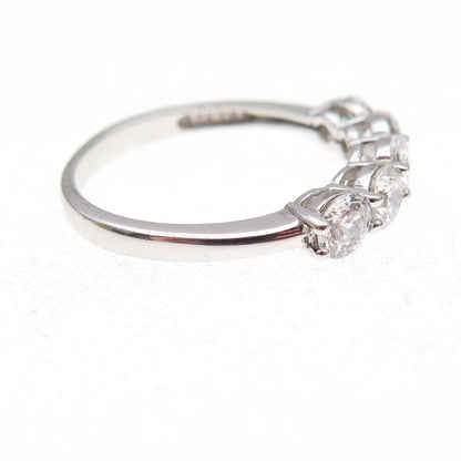925 Sterling Silver Round-Cut C Z Half Eternity Ring Size 7.25