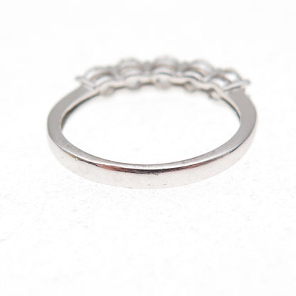 925 Sterling Silver Round-Cut C Z Half Eternity Ring Size 7.25
