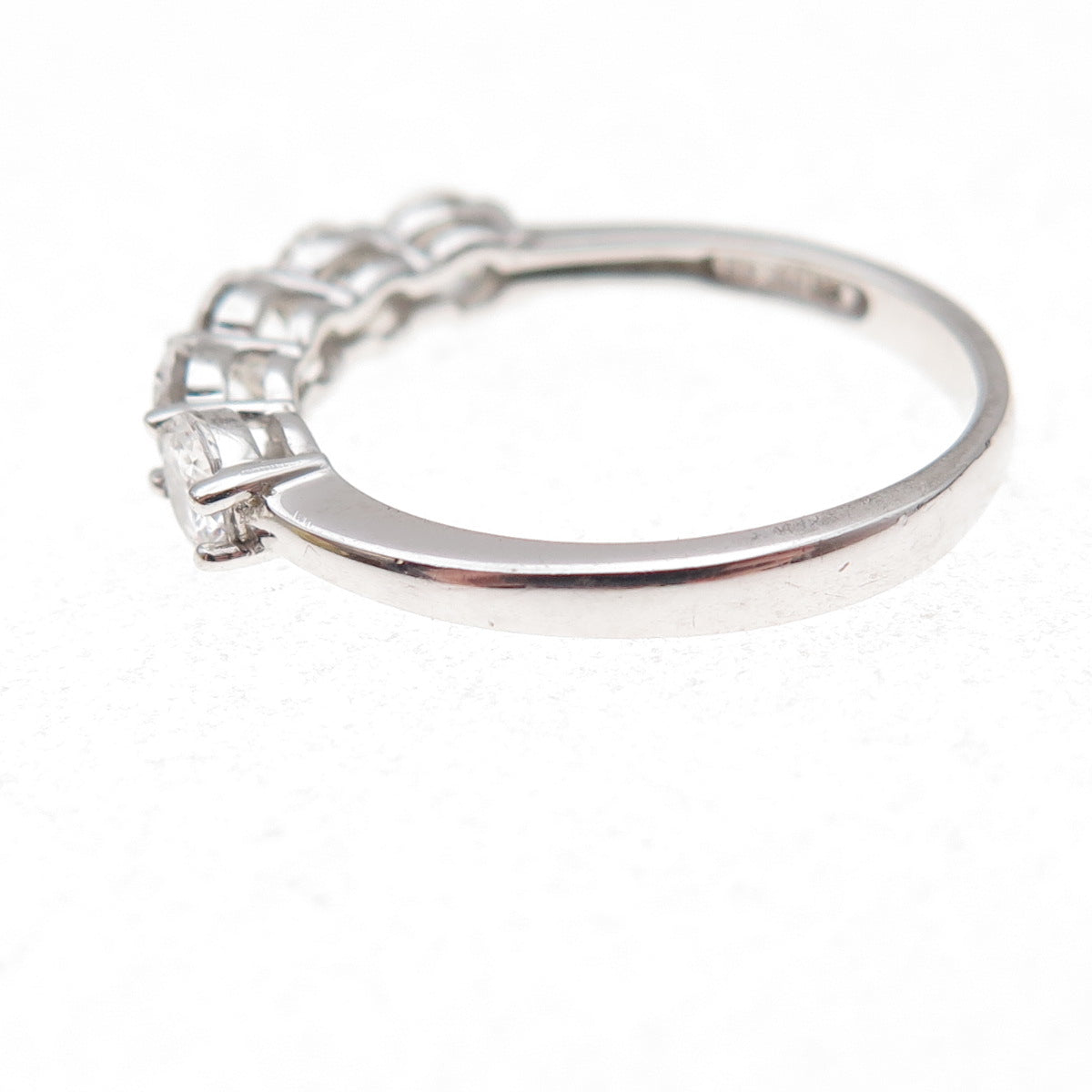 925 Sterling Silver Round-Cut C Z Half Eternity Ring Size 7.25