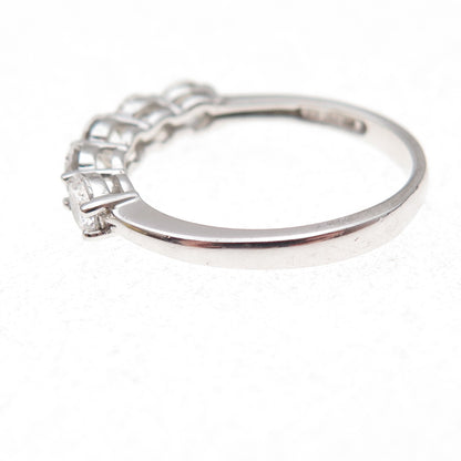 925 Sterling Silver Round-Cut C Z Half Eternity Ring Size 7.25