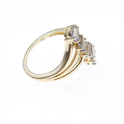 Chuck Clemency 925 Sterling Silver Gold Plated Real Tanzanite Ring Size 8