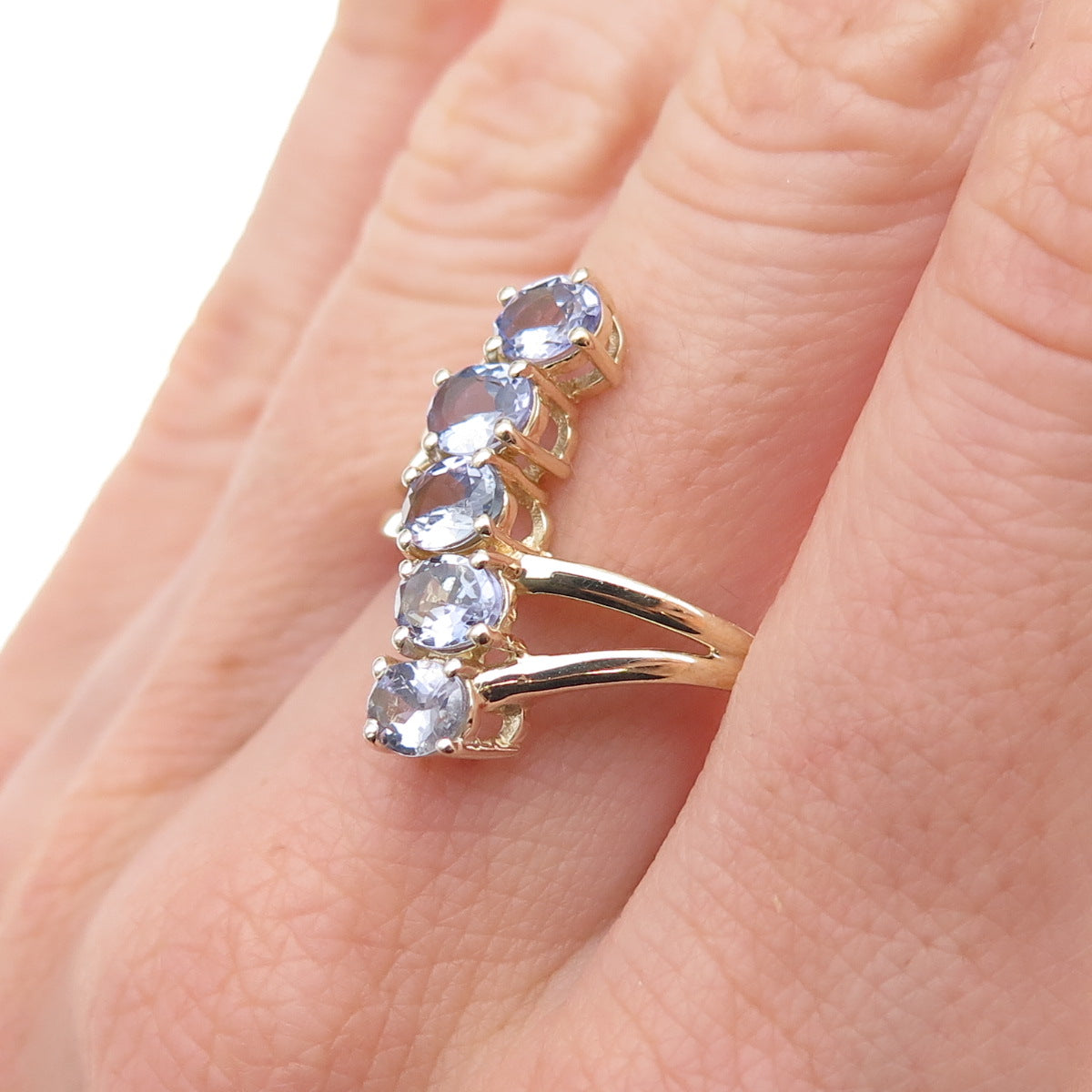 Chuck Clemency 925 Sterling Silver Gold Plated Real Tanzanite Ring Size 8