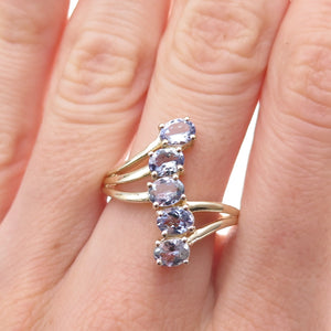 Chuck Clemency 925 Sterling Silver Gold Plated Real Tanzanite Ring Size 8