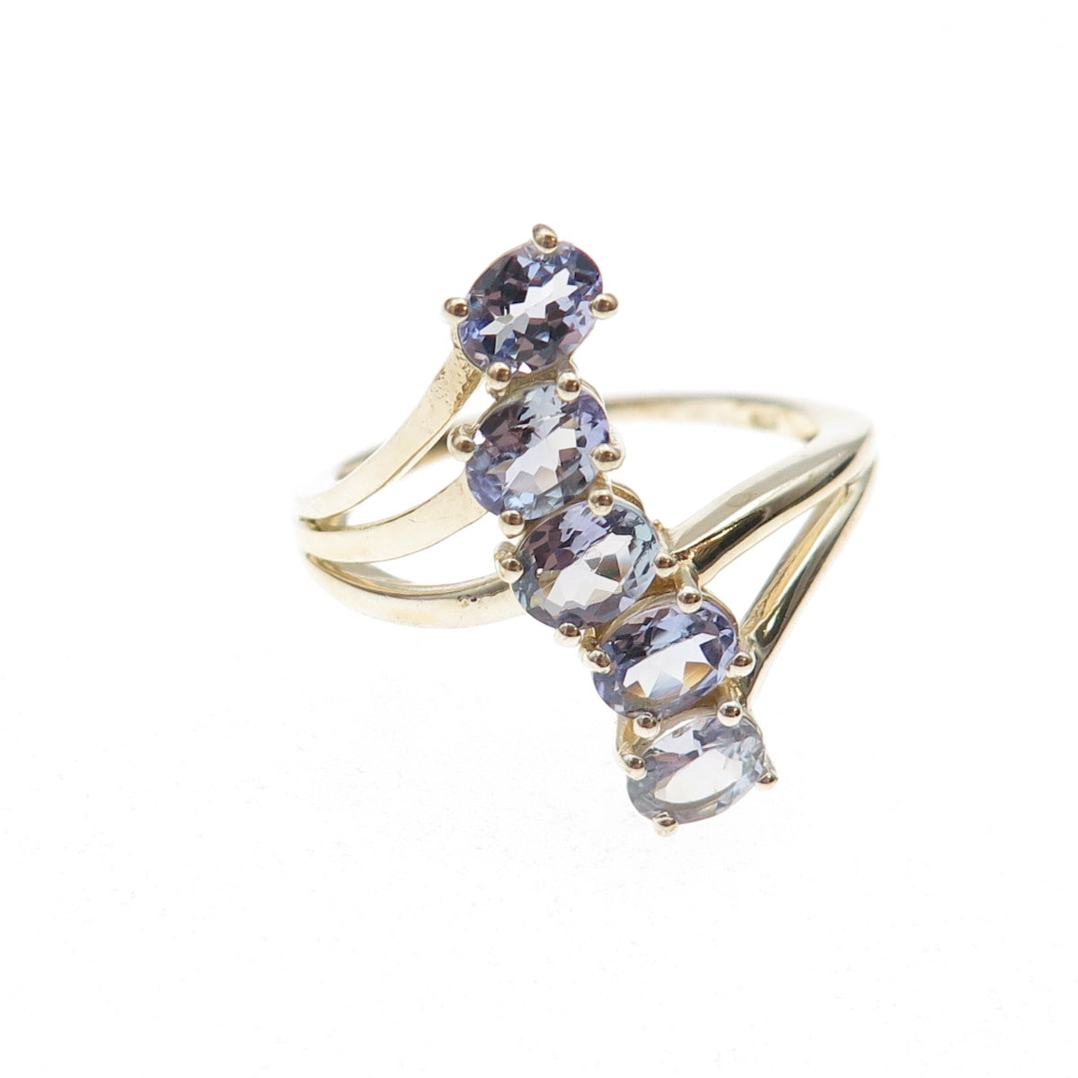 Chuck Clemency 925 Sterling Silver Gold Plated Real Tanzanite Ring Size 8