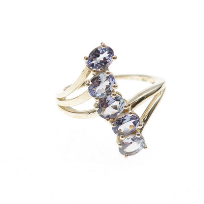 Chuck Clemency 925 Sterling Silver Gold Plated Real Tanzanite Ring Size 8
