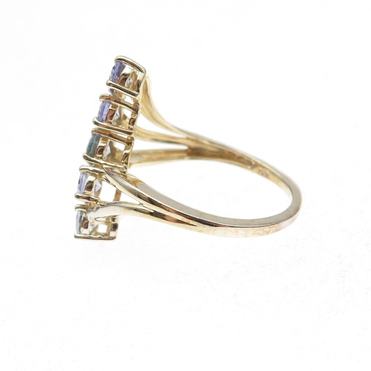 Chuck Clemency 925 Sterling Silver Gold Plated Real Tanzanite Ring Size 8
