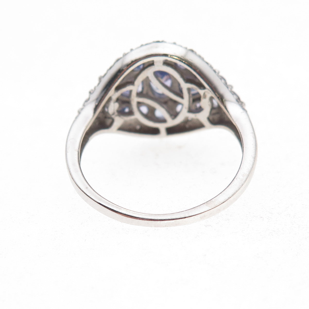 Chuck Clemency 925 Sterling Silver Real Tanzanite & White Topaz Ring Size 8