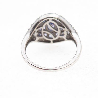 Chuck Clemency 925 Sterling Silver Real Tanzanite & White Topaz Ring Size 8