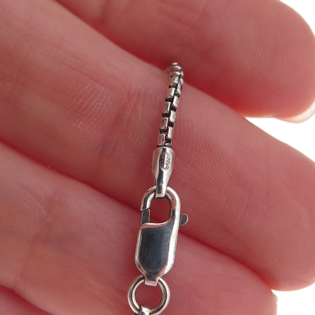 925 Sterling Silver Round Box Chain Necklace 18"