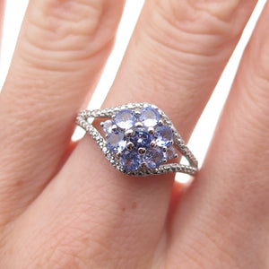 Chuck Clemency 925 Sterling Silver Real Tanzanite Floral Ring Size 8.25