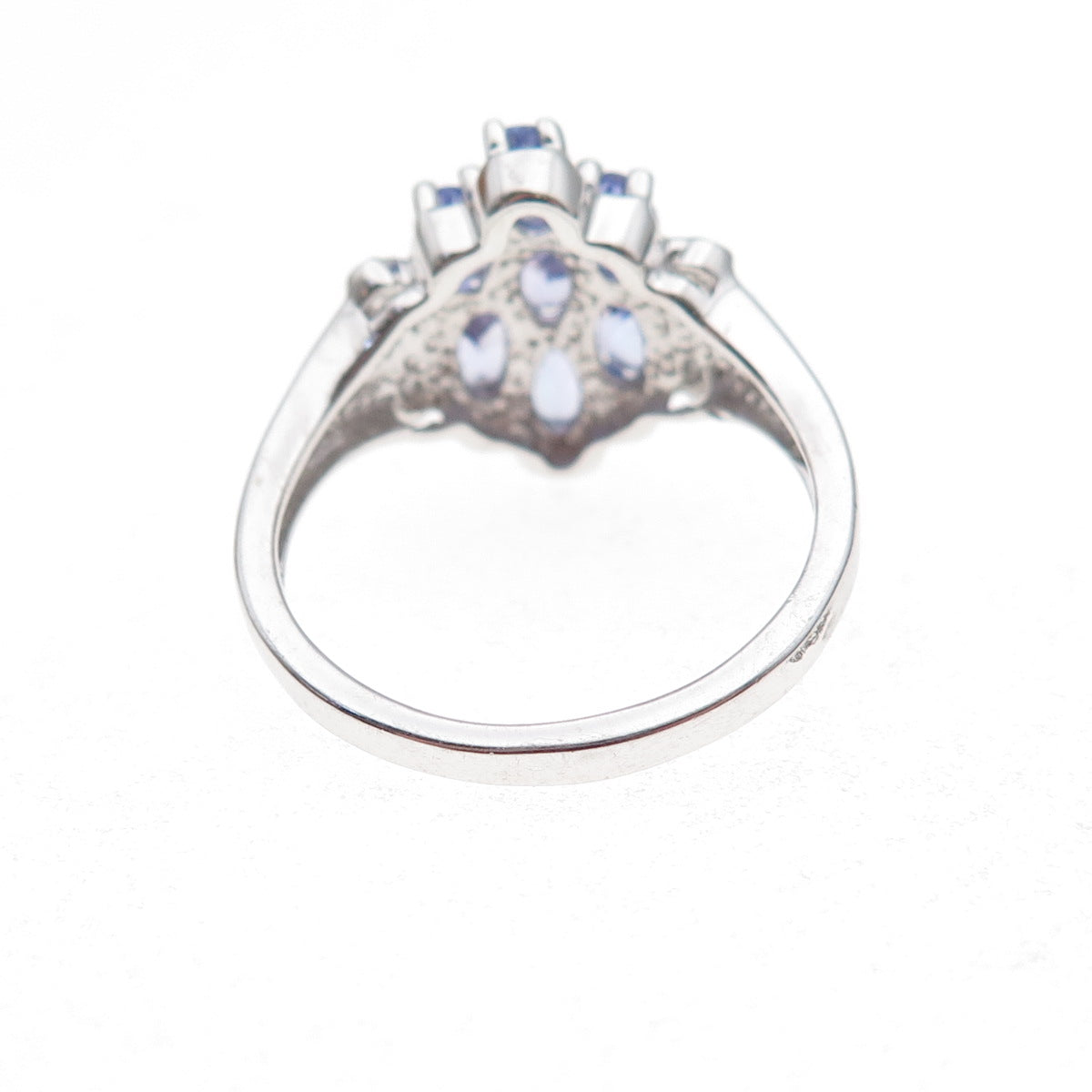 925 Sterling Silver Real Tanzanite & White Topaz Ring Size 8