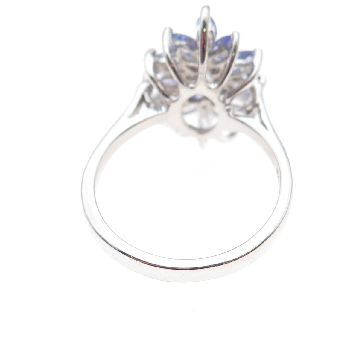 925 Sterling Silver Real Marquise-Cut Tanzanite Floral Ring Size 8